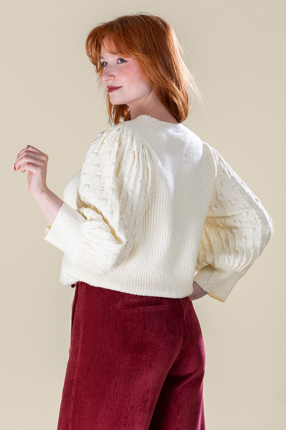 Smashed Lemon - Sandy Sparkle Strickpullover in Wollweiß 3