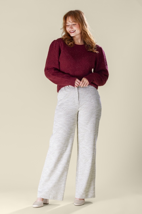 Smashed Lemon - Stella bouclé pantalon in steen beige