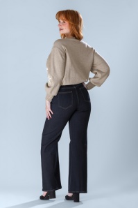Smashed Lemon - Mila Flared jeans in donkerblauw denim 2