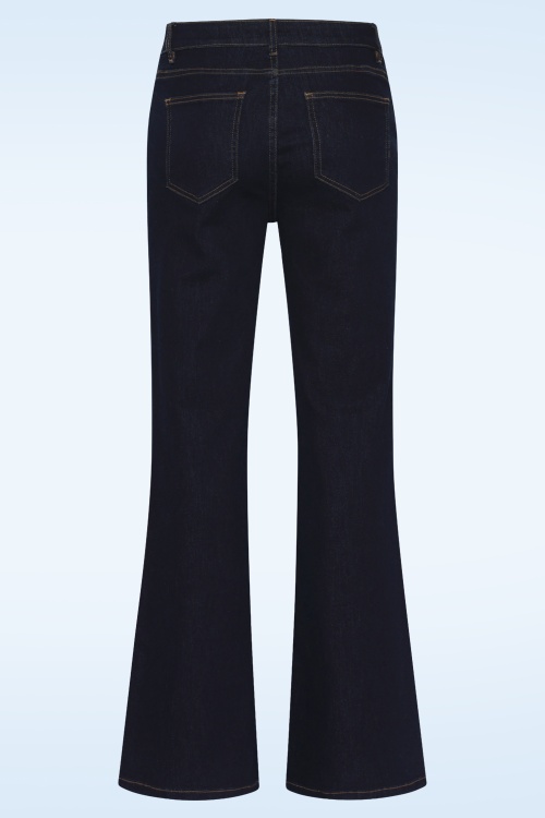 Smashed Lemon - Mila Flared jeans in donkerblauw denim 4