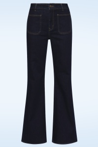 Smashed Lemon - Mila Flared jeans in donkerblauw denim 3