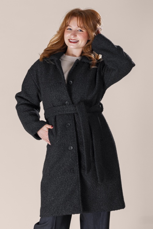 Smashed Lemon - Manteau Elena én bouclé noir