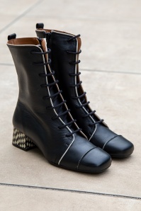 Nemonic - Bottines à lacets Celine en cuir noir 4
