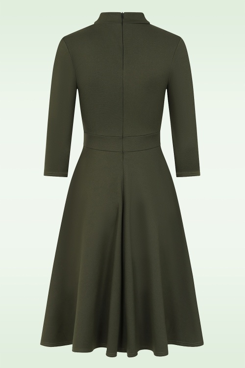 Vintage Chic for Topvintage - Topvintage exclusive ~ Madison Softly Tailored Swing Dress in Khaki 2
