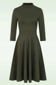 Vintage Chic for Topvintage - Topvintage exclusive ~ Madison Softly Tailored Swing Dress in Khaki