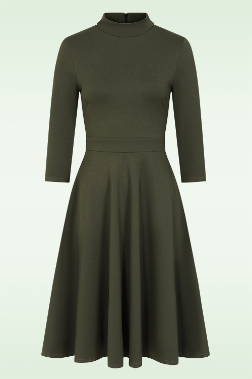 Vintage Chic for Topvintage - Topvintage exclusive ~ Madison Softly Tailored Swing Dress in Khaki