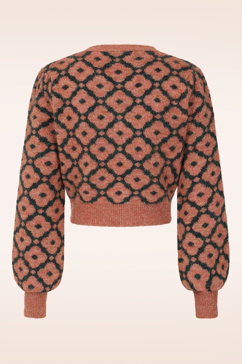 Banned Retro - Luna Cardigan in Rust Green 4