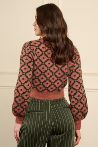 Banned Retro - Luna Cardigan in Rust Green 3