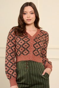 Banned Retro - Luna Cardigan in Rust Green