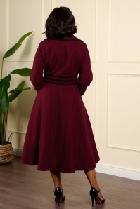 Banned Retro - Manteau à motif chevrons Arianne en rouge et noir 2
