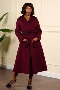 Banned Retro - Manteau à motif chevrons Arianne en rouge et noir