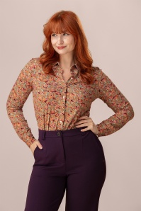 Surkana - Cape Floral Blouse in Camel