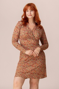 Surkana - Cathy Wrap Neckline Dress in Camel
