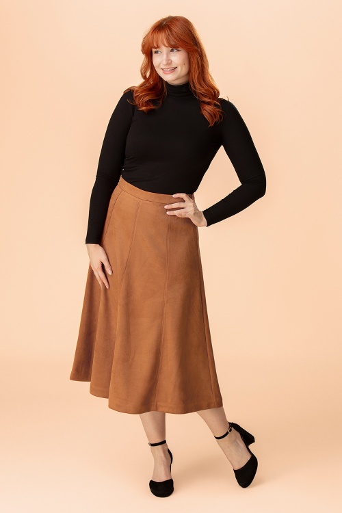 Surkana - Tana Suedine Midi Skirt in Toffee