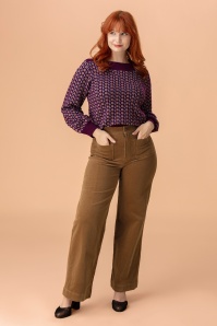 Surkana - Pantalon jambes larges en velours côtelé Cara en toffee