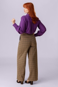 Surkana - Alina Checkered Smart Trousers in Camel 2