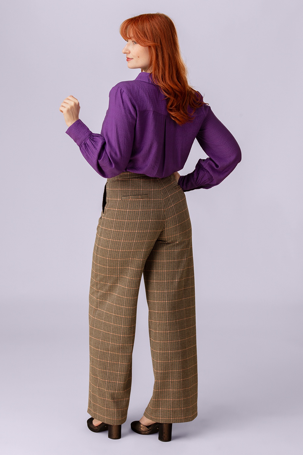 Surkana - Alina Checkered Smart Trousers in Camel 2
