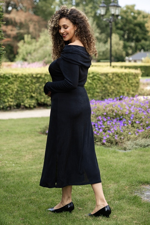 Wild Pony - Olga Off Shoulder Midi Dress in Black 3