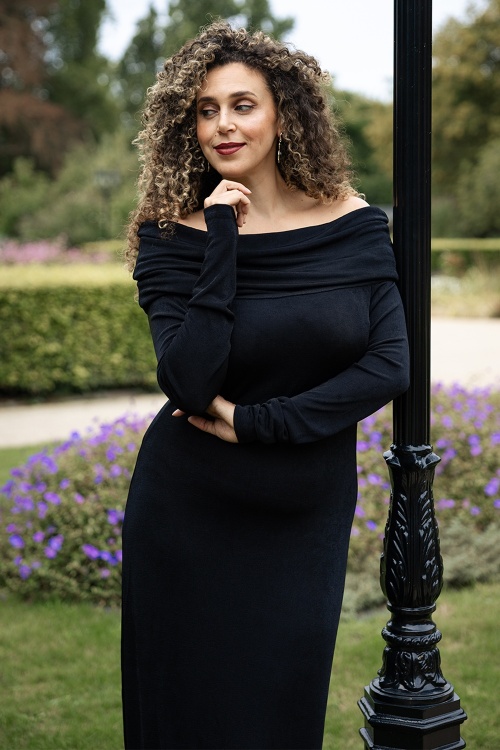 Wild Pony - Olga Off Shoulder Midi Dress in Black 2