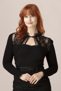 Banned Retro - Midnight Muse Spitzenbolero in Schwarz