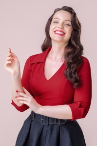 Rock-a-Booty - Topvintage exclusive ~ Danny Lee blouse in rood