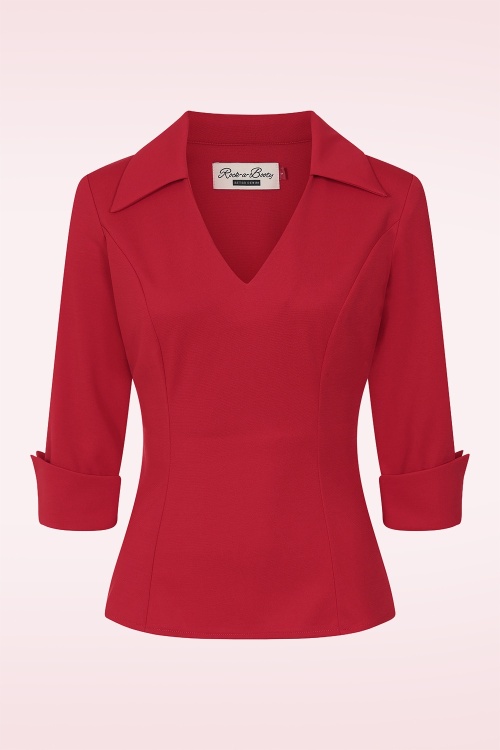 Rock-a-Booty - Topvintage exclusive ~ Danny Lee blouse in rood 2