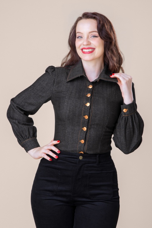 Rock-a-Booty - Topvintage exclusive ~ Dorothy Blouse in Black