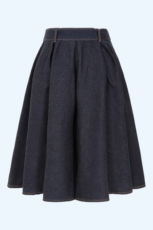 Rock-a-Booty - Exklusiv bei Topvintage ~ Dawn Denim-Swingrock in Dunkelblau 5