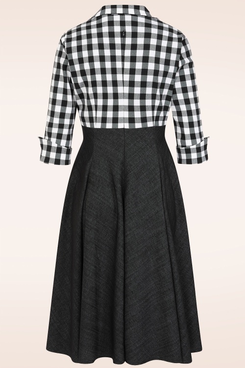 Rock-a-Booty - Exklusiv bei Topvintage ~ Dianne Swingkleid in Schwarz und Kariert 5