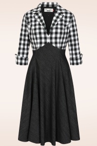 Rock-a-Booty - Exklusiv bei Topvintage ~ Dianne Swingkleid in Schwarz und Kariert 2