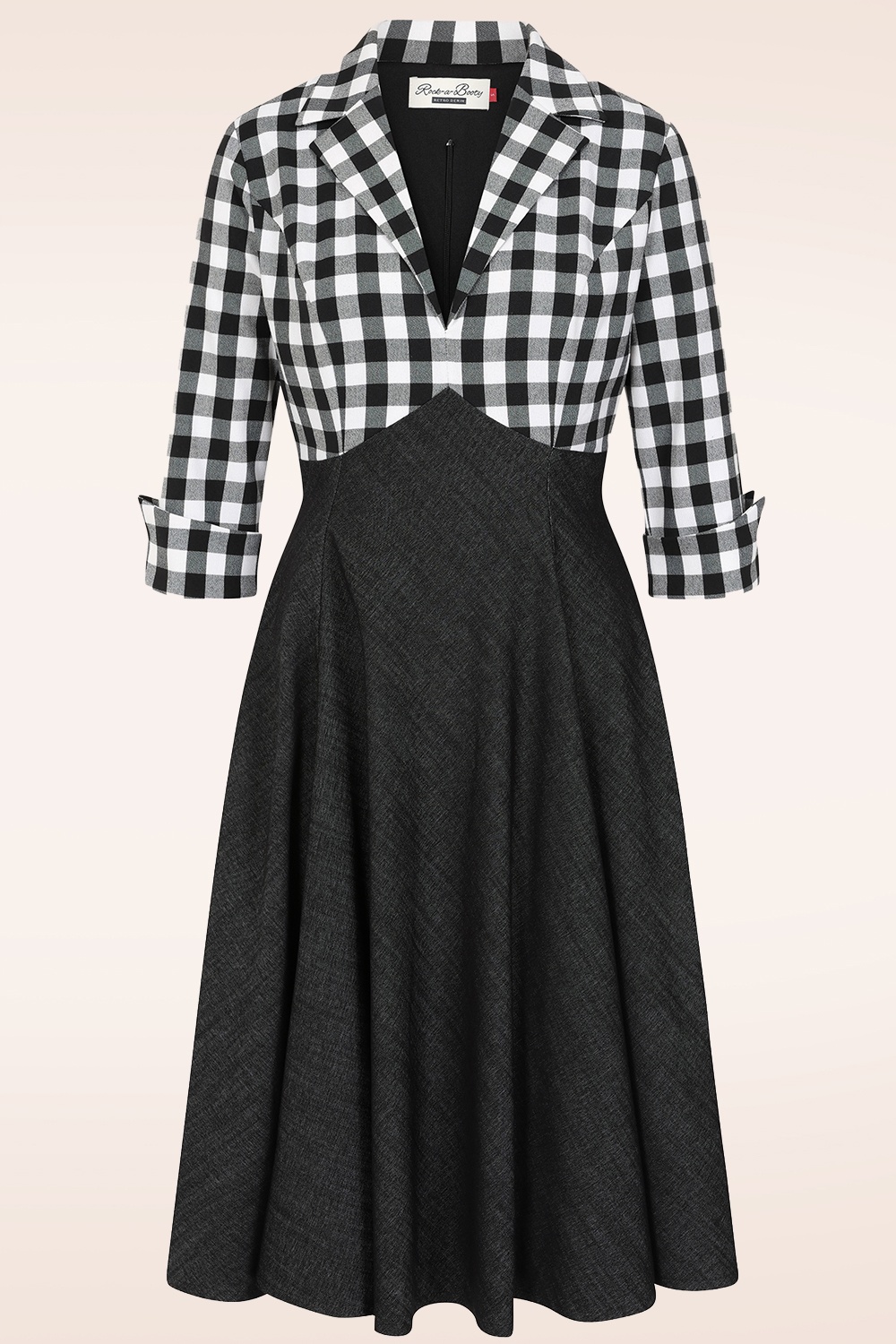 Rock-a-Booty - Exklusiv bei Topvintage ~ Dianne Swingkleid in Schwarz und Kariert 2