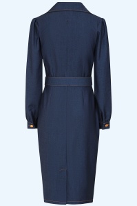 Rock-a-Booty - Exklusiv bei Topvintage ~ Dorothy Shaw Bleistiftkleid in Blau 5