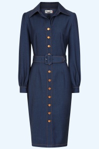 Rock-a-Booty - Exklusiv bei Topvintage ~ Dorothy Shaw Bleistiftkleid in Blau 2