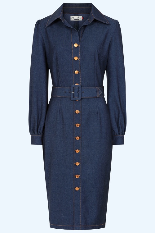 Rock-a-Booty - Exklusiv bei Topvintage ~ Dorothy Shaw Bleistiftkleid in Blau 2