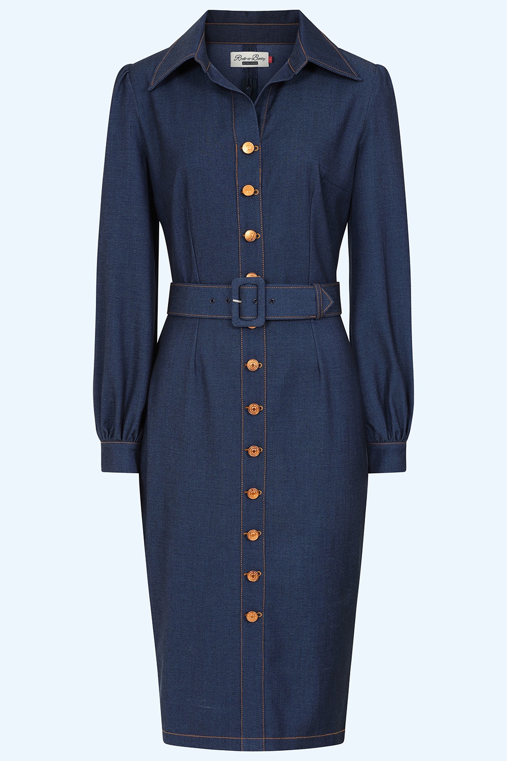 Rock-a-Booty - Exklusiv bei Topvintage ~ Dorothy Shaw Bleistiftkleid in Blau 2