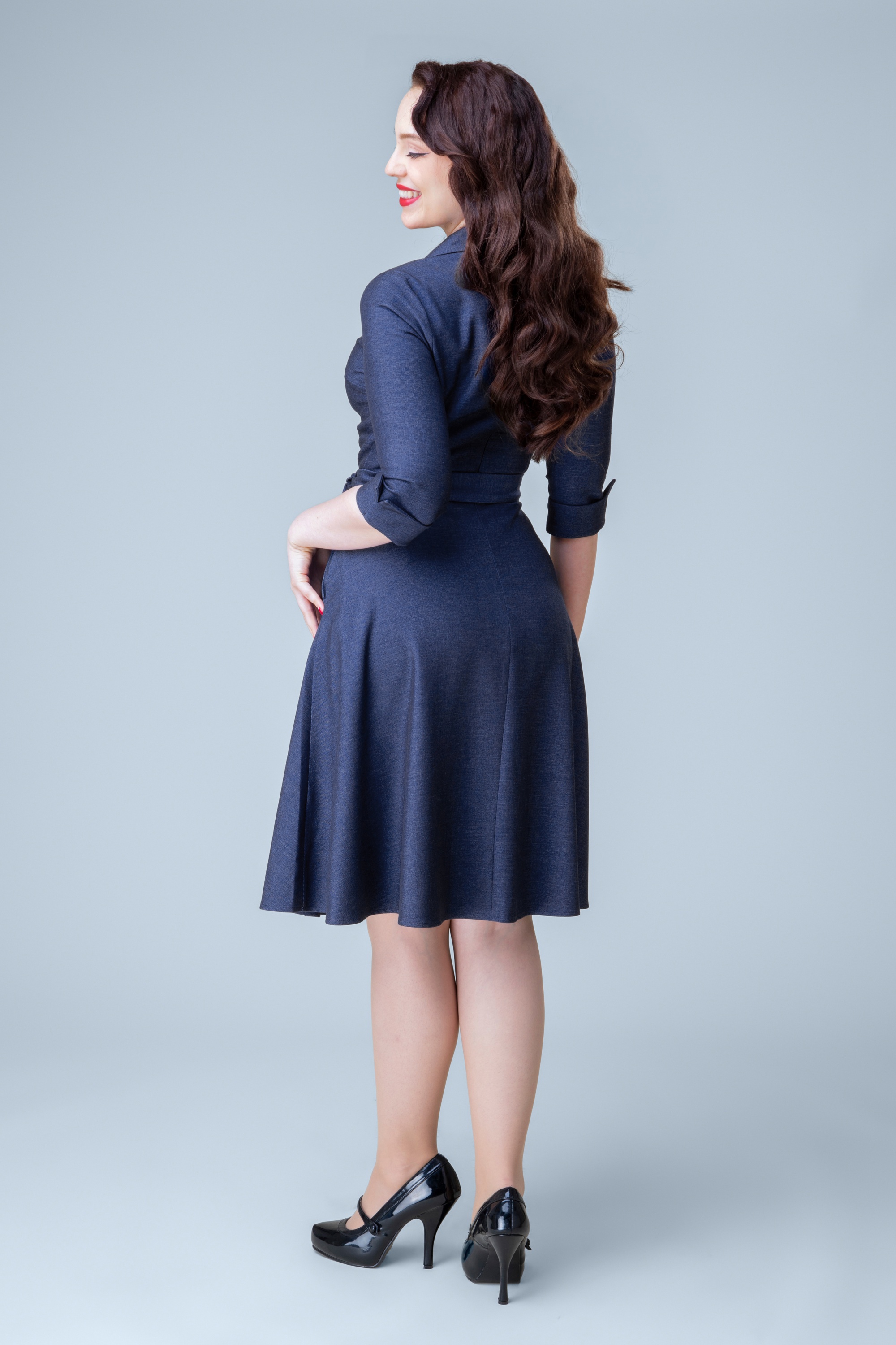 Rock-a-Booty - Exklusiv bei Topvintage ~ Veronica A-Linien-Kleid in Blau 3