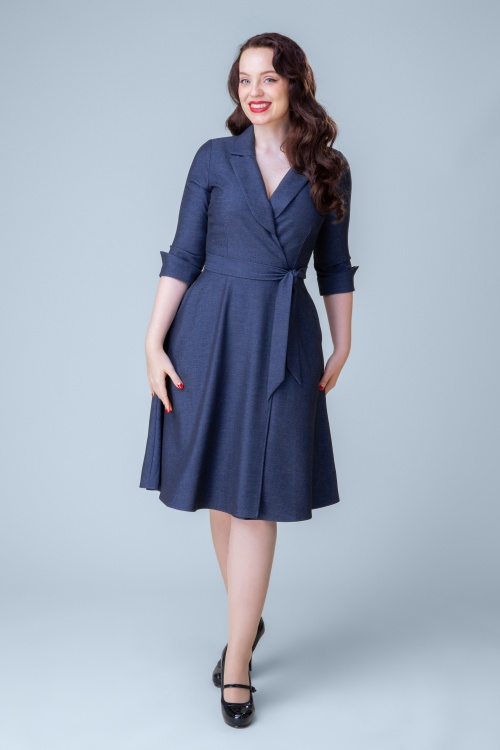 Rock-a-Booty - Exklusiv bei Topvintage ~ Veronica A-Linien-Kleid in Blau