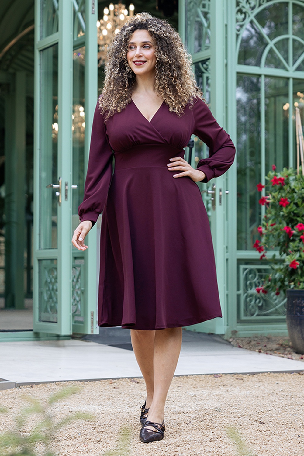 Vintage Chic for Topvintage - Exclusivité Topvintage ~ Robe évasée Helaine en aubergine