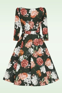Hearts & Roses - Femke Floral swing jurk in groen en roest 6
