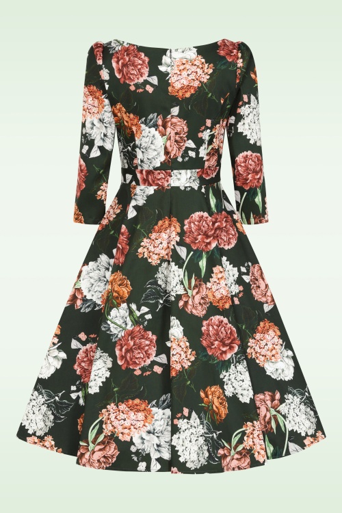 Hearts & Roses - Femke Floral swing jurk in groen en roest 6