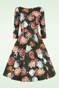 Hearts & Roses - Femke Floral swing jurk in groen en roest 5