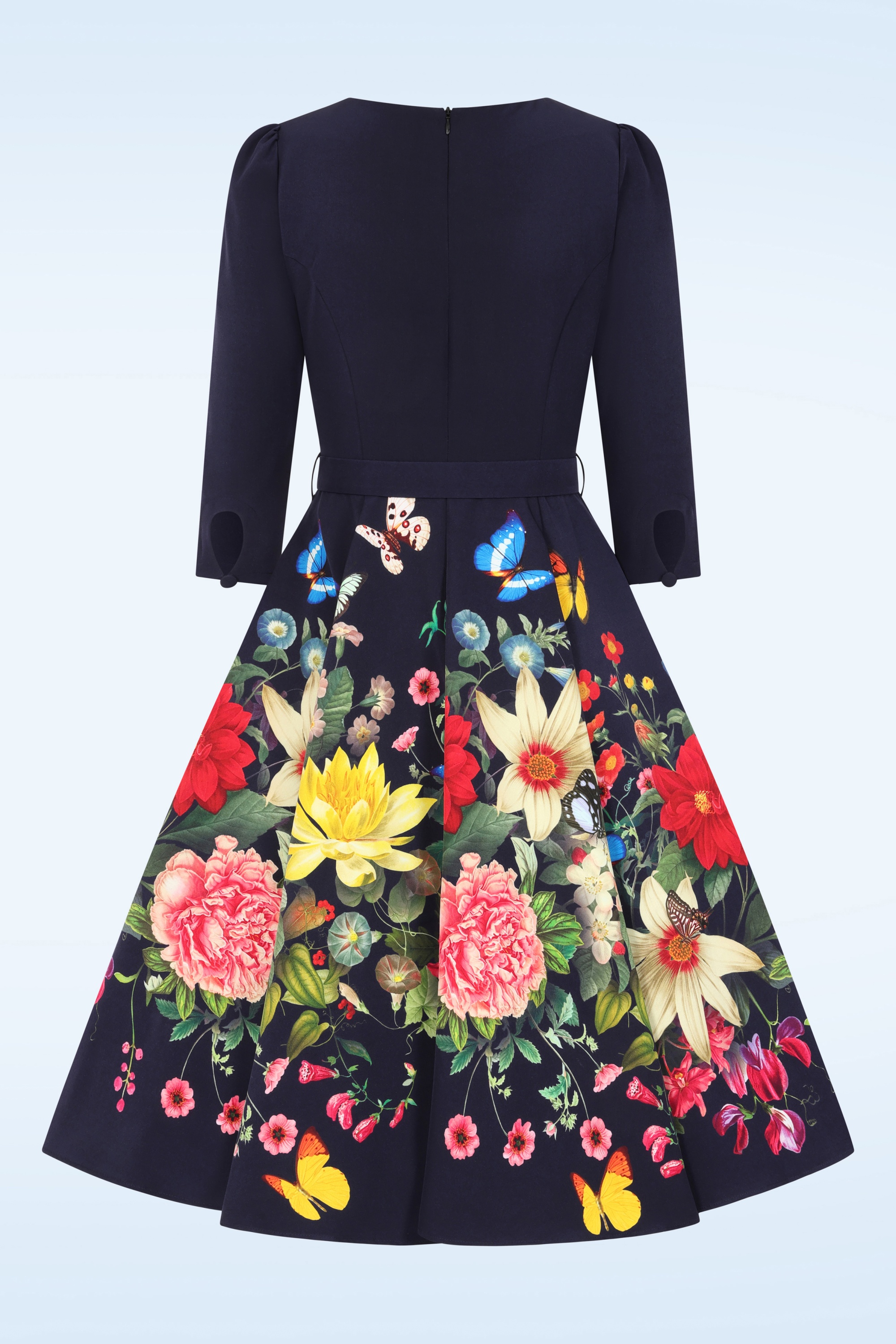 Hearts & Roses - Sarah Floral swing jurk in marineblauw 2