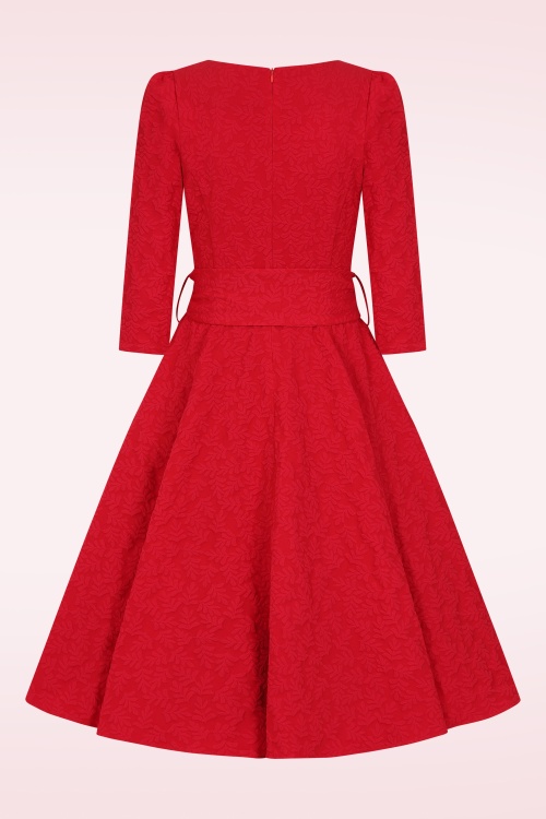 Hearts & Roses - Yara Leaves swing jurk in rood 7
