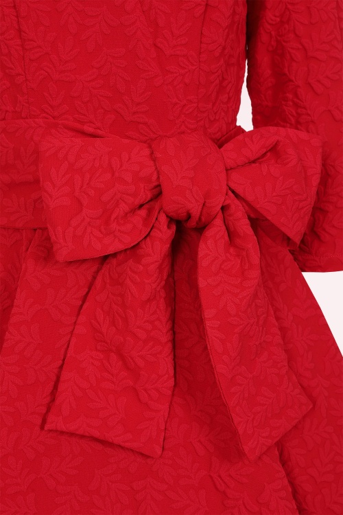 Hearts & Roses - Yara Leaves swing jurk in rood 5