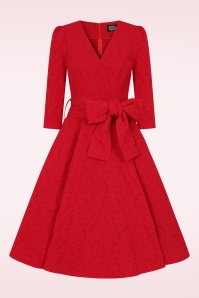 Hearts & Roses - Yara Leaves swing jurk in rood 4
