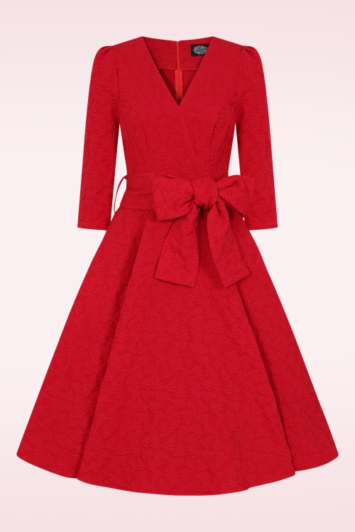 Hearts & Roses - Yara Leaves swing jurk in rood 4