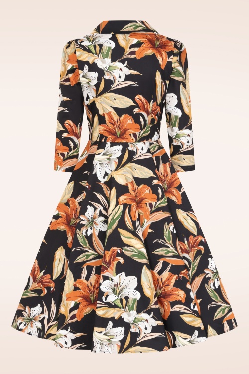 Hearts & Roses - Vreni Floral swing jurk in zwart 2