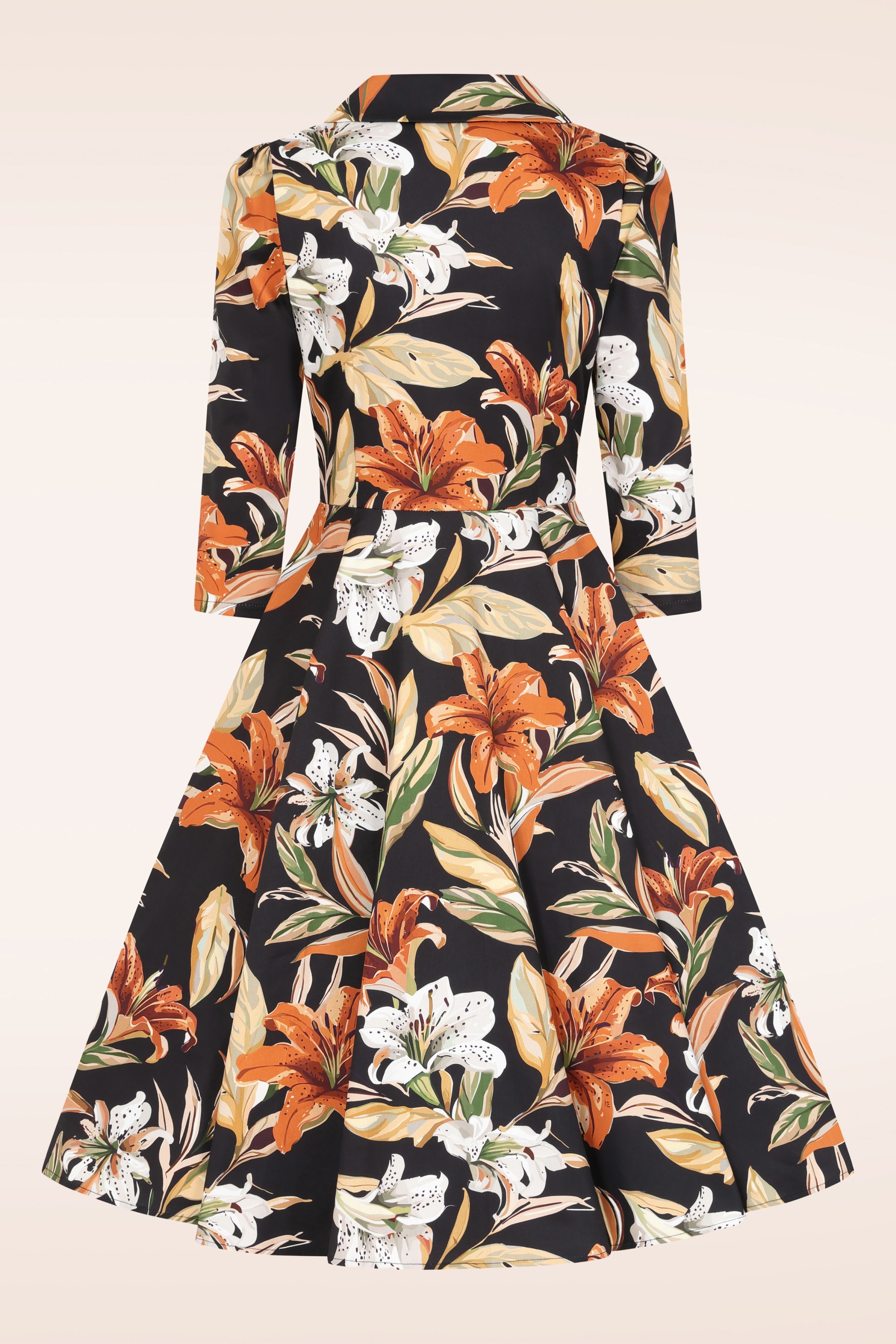 Hearts & Roses - Vreni Floral swing jurk in zwart 2
