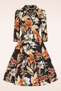 Hearts & Roses - Vreni Floral swing jurk in zwart