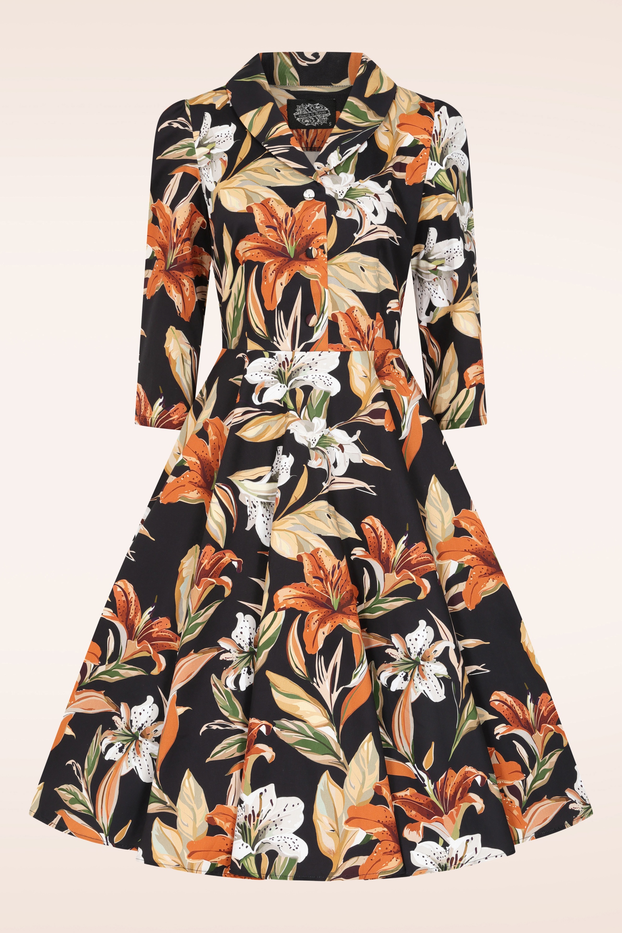 Hearts & Roses - Vreni Floral swing jurk in zwart